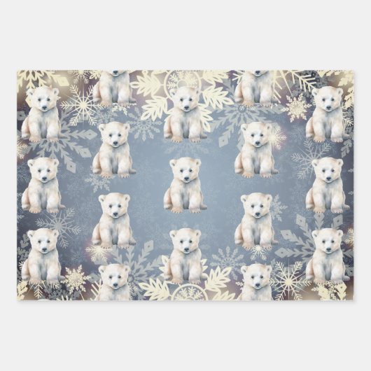 Arktische Tiere Winterschneeflocke Geschenkpapier Set (Vorderseite 3)