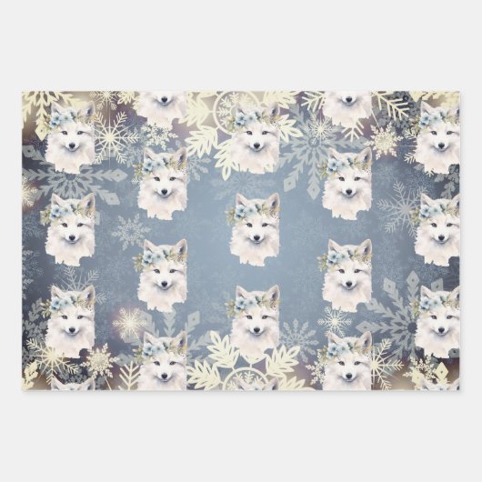 Arktische Tiere Winterschneeflocke Geschenkpapier Set (Vorderseite)