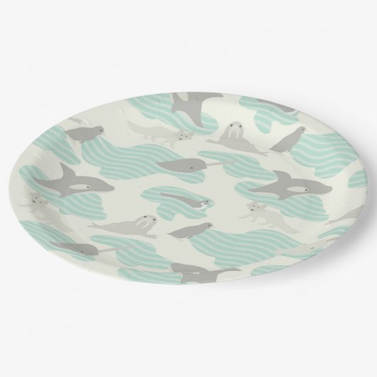 Arktische Tierfreunde Pappteller (Schrägansicht)