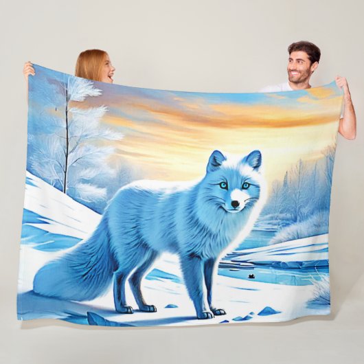 Arktische Winterfoxschnee Fleecedecke (Beispiel)