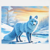 Arktische Winterfoxschnee Fleecedecke (Vorderseite (Horizontal))