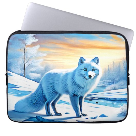 Arktische Winterfoxschnee Laptopschutzhülle (Vorderseite)
