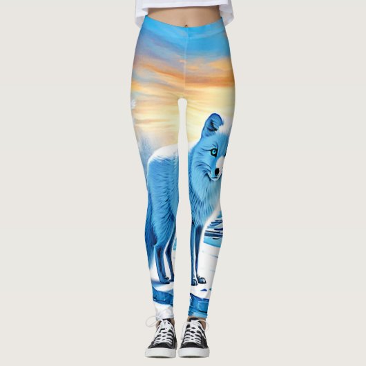 Arktische Winterfoxschnee Leggings (Vorderseite)