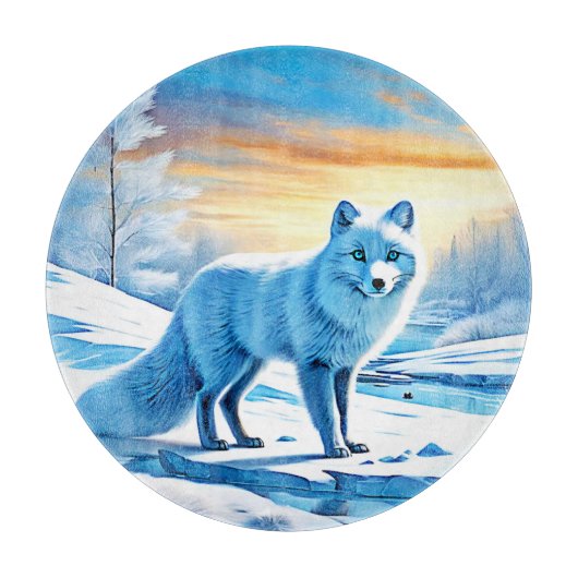 Arktische Winterfoxschnee Schneidebrett (Vorderseite)