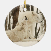 Arktische Wölfe im Winter Keramik Ornament (Hinten)