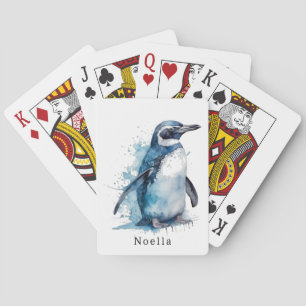 Arktischer Azur-Wasserfarben-Pinguin, individuell Spielkarten