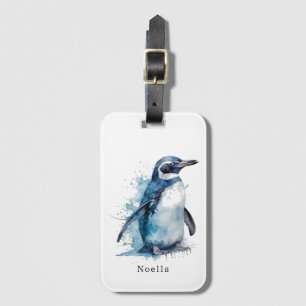 Arktischer Azure-Wasserfarben-Pinguin, individuell Gepäckanhänger