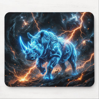 Arktischer Blaues Nashorn mit orangem Blitz Mousepad