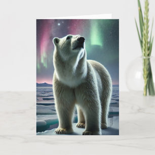 Arktischer Eisbär Aurora Borealis Nordlichter Feiertagskarte