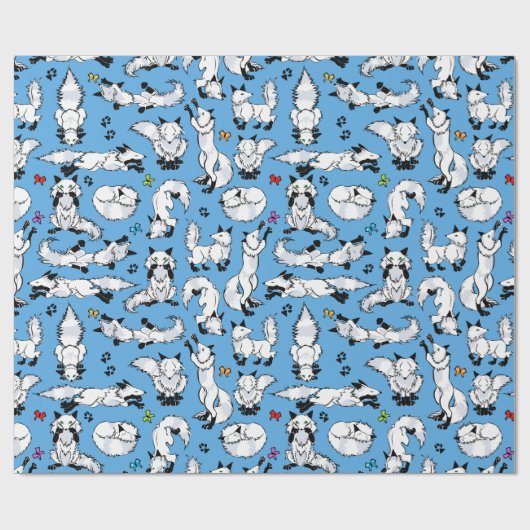 Arktischer Fox auf blauem Packpapier (Flach)