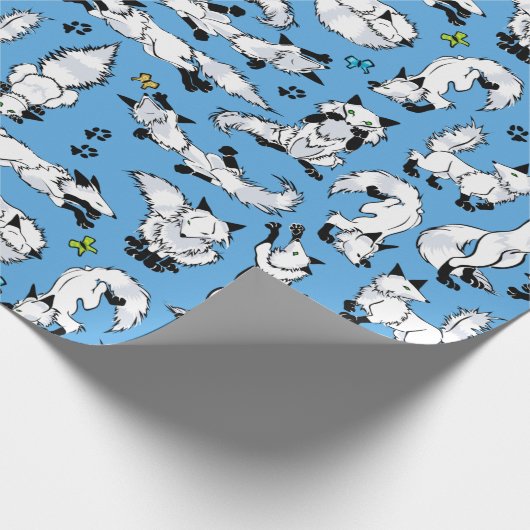 Arktischer Fox auf blauem Packpapier (Ecke)