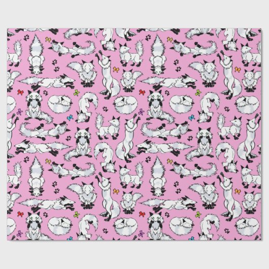 Arktischer Fox auf rosa Packpapier (Flach)