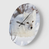 Arktischer Fox im Winter Große Wanduhr (Winkel)