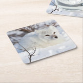 Arktischer Fox im Winter Rechteckiger Pappuntersetzer (angewinkelt)
