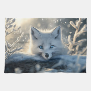 Arktischer Fox mit mesmerisierenden blauen Augen Geschirrtuch