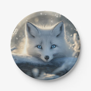 Arktischer Fox mit mesmerisierenden blauen Augen Pappteller