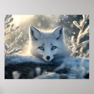 Arktischer Fox mit mesmerisierenden blauen Augen Poster