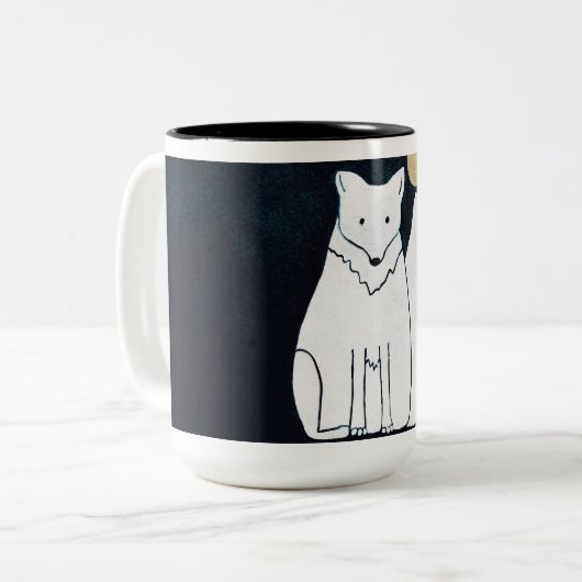Arktischer Fox mit Mondlicht-Tasse Zweifarbige Tasse (Vorderseite Links)