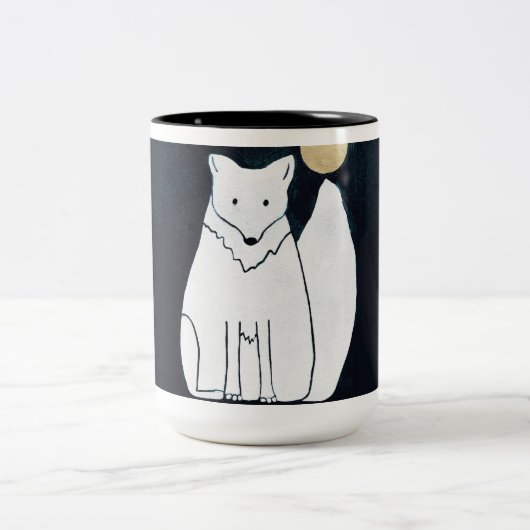 Arktischer Fox mit Mondlicht-Tasse Zweifarbige Tasse (Mittel)