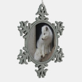 Arktischer Fox-Schneeflocke-Verzierung Schneeflocken Zinn-Ornament (Links)
