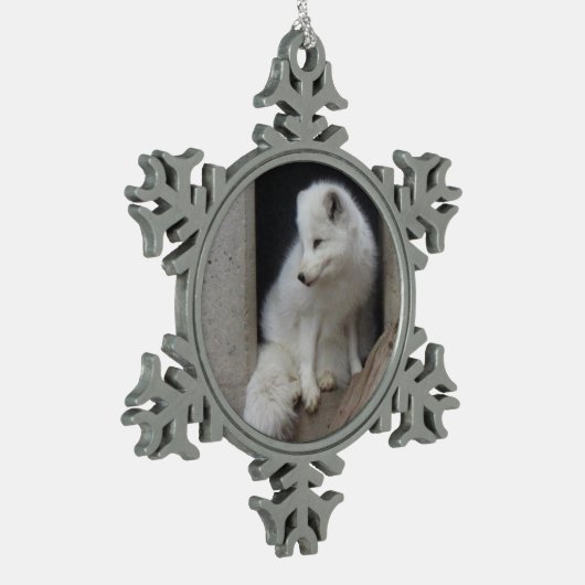 Arktischer Fox-Schneeflocke-Verzierung Schneeflocken Zinn-Ornament (Links)