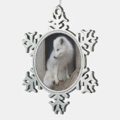 Arktischer Fox-Schneeflocke-Verzierung Schneeflocken Zinn-Ornament (Rechts)
