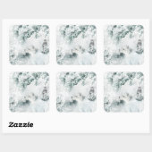 Arktischer Fox stürmender Winter-Waldlandschneestu Quadratischer Aufkleber (Blatt)