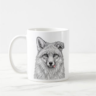 Arktischer Fuchs Becher - Schwarz-weißer Kunstbech Kaffeetasse