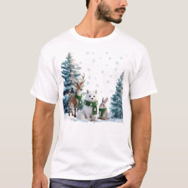 Arktischer Fuchs, Elch und Hase Wintertier-Trio T-Shirt