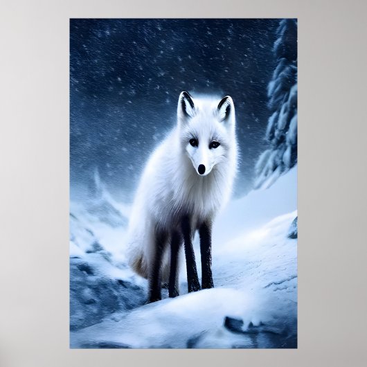 Arktischer Fuchs im Berg | AI Art Poster (Vorne)