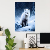 Arktischer Fuchs im Berg | AI Art Poster (Heimbüro)