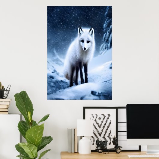 Arktischer Fuchs im Berg | AI Art Poster (Heimbüro)