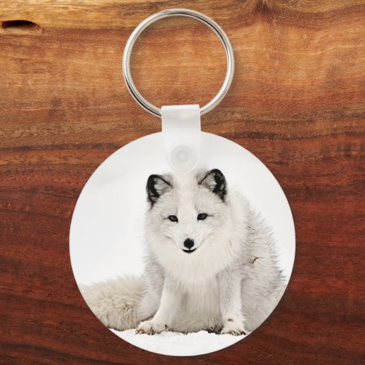 Arktischer Fuchs im Schnee Schlüsselanhänger (Vorderseite)