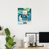 Arktischer Fuchs mit Aurora Borealis-Nursery-Wandk Poster (Heimbüro)
