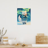 Arktischer Fuchs mit Aurora Borealis-Nursery-Wandk Poster (Küche)