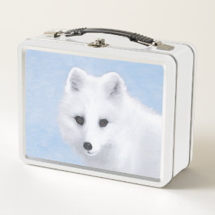 Arktischer Fuchs - Originale Wildtierkunst Metall Brotdose