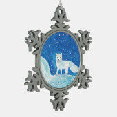 Arktischer Fuchs (Vulpes lagopus) Schneeflocken Zinn-Ornament (Links)