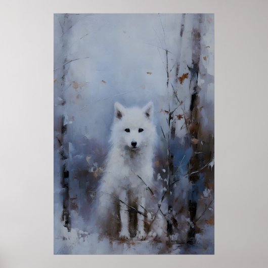 Arktischer Fuchs Winter Schnee Landschaft, Düstere Poster (Vorne)