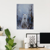 Arktischer Fuchs Winter Schnee Landschaft, Düstere Poster (Heimbüro)