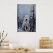 Arktischer Fuchs Winter Schnee Landschaft, Düstere Poster (Küche)