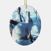Arktischer Hase im Schnee Keramikornament (Rechts)