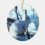Arktischer Hase im Schnee Keramikornament (Links)
