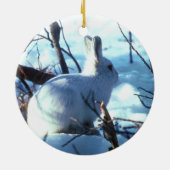 Arktischer Hase im Schnee Keramikornament (Hinten)