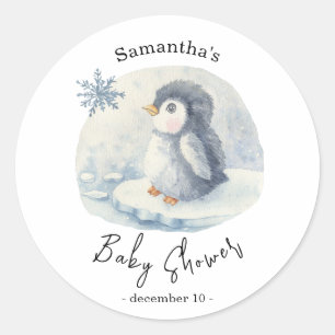Arktischer Pinguin - Babyparty Runder Aufkleber