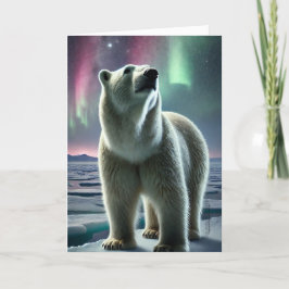 Arktischer Polar Bär Aurora Borealis Nordlichter Feiertagskarte