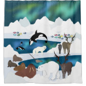 Arktischer Polar Bear Reindeer Walrus Orca Narwhal Duschvorhang (Vorderseite)
