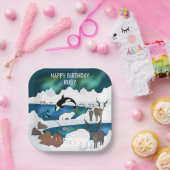 Arktischer Polar Bear Reindeer Walrus Orca Narwhal Pappteller (Party)