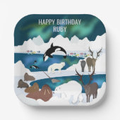 Arktischer Polar Bear Reindeer Walrus Orca Narwhal Pappteller (Vorderseite)