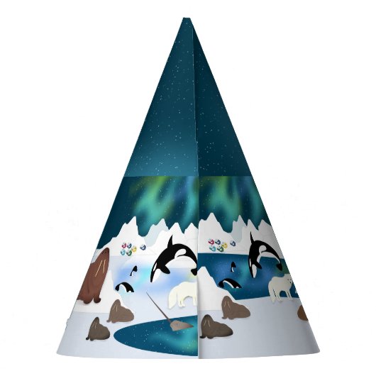 Arktischer Polar Bear Reindeer Walrus Orca Narwhal Partyhütchen (Rückseite)