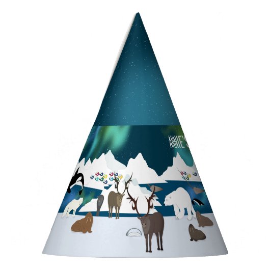 Arktischer Polar Bear Reindeer Walrus Orca Narwhal Partyhütchen (Links)